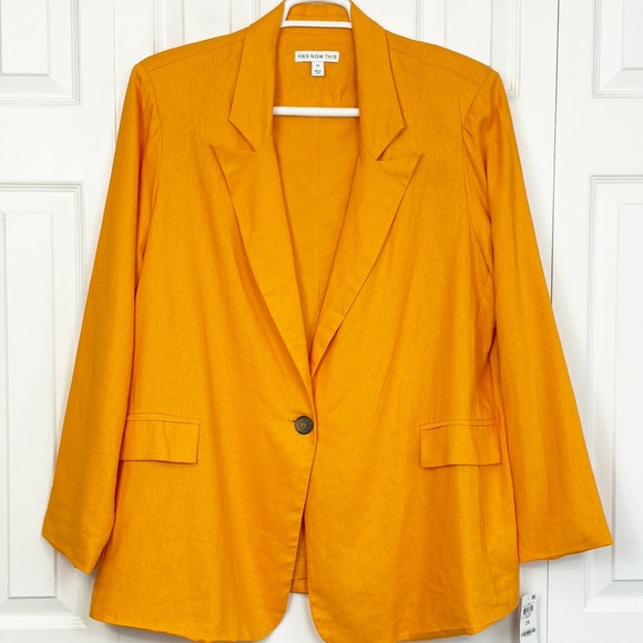 NWT And Now This Mango Linen One-Button Long Sleeve Blazer 2X - Picture 1 of 16